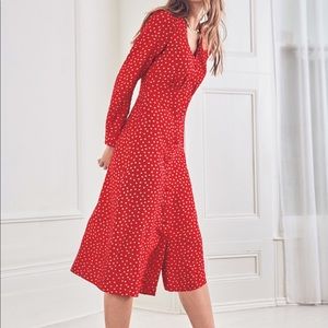 NWT Boden Red Elsie Midi Red Polka Dot Dress